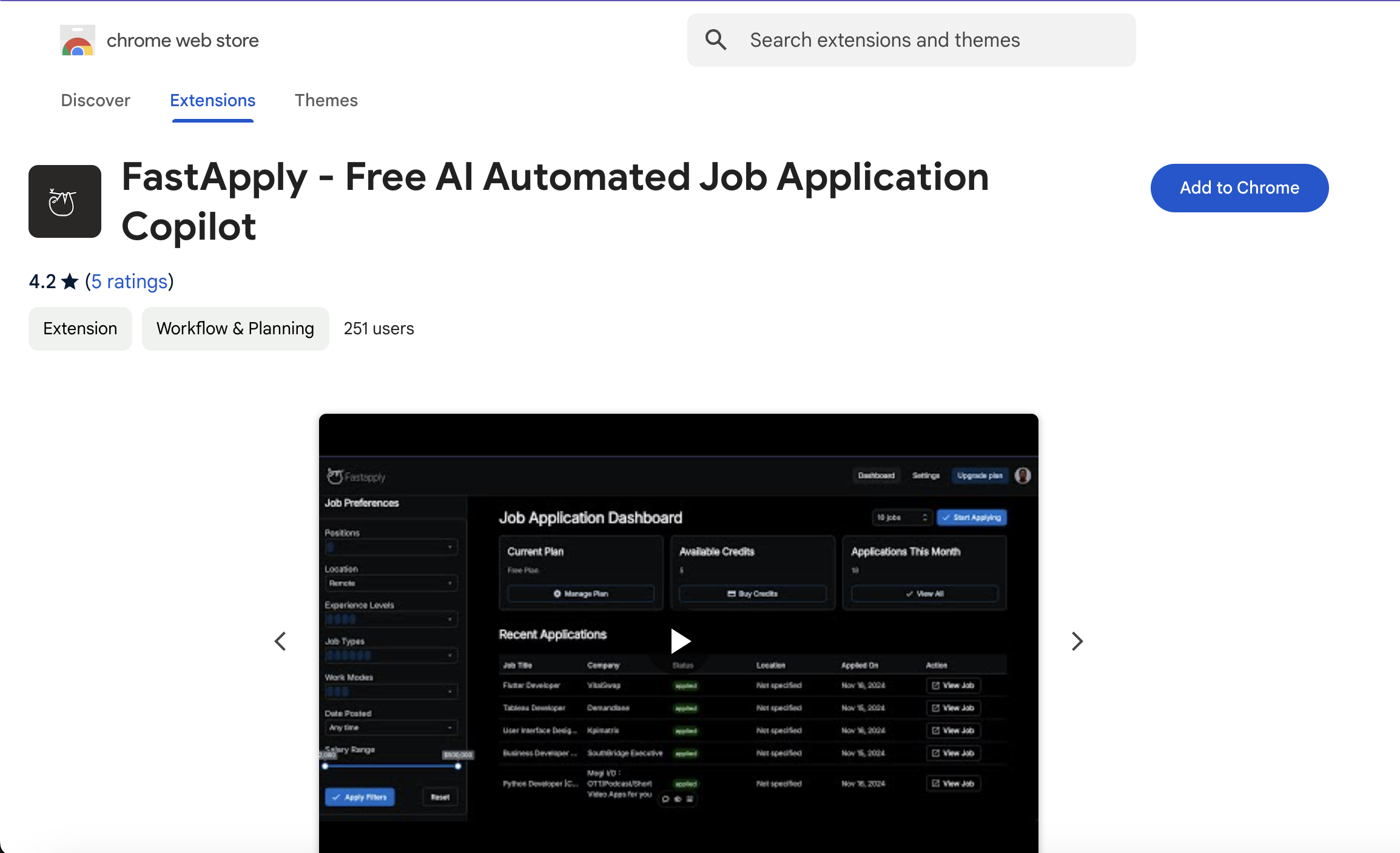 fastapply on chrome webstore